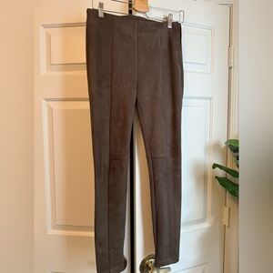 Brown Suede High Waisted Legging Pants Sz 4 Equestrian Preppy Minimalist
